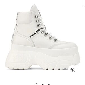Naked Wolfe spike white leather boot